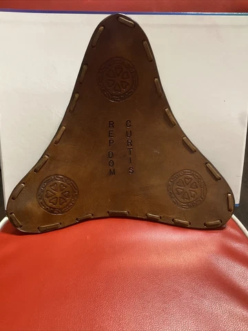 Vintage Hand Tooled Leather Tripod Saddle Stool Seat / Camping Stool Seat Cover