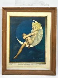 Blue Moon Full Fashioned Silk Stockings Vintage Framed Print 12x16 In - Picture 1 of 8