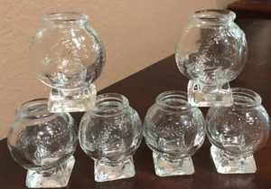 James B. Beam Embossed Clear Glass MVP Baseball Shot Glasses ~ Set of 6 - Picture 1 of 4