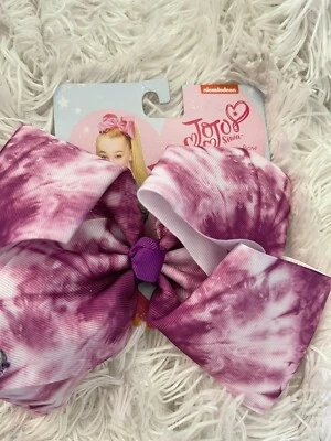 Arco JoJo Siwa Signature, Tie Dye púrpura y blanco, 7” colorido, arco grande de alegría Foto 1 de 4