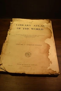 1913 The Library Atlas Large 20" by 5" World atlas Volume 1 - Picture 1 of 12