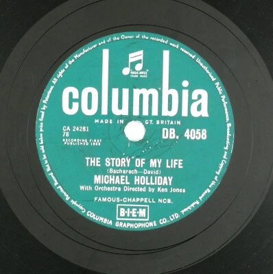 MICHAEL HOLLIDAY The Story Of My Life/Keep Your Heart 10IN 1958  POP VOCAL VG++ - Image 1 of 4
