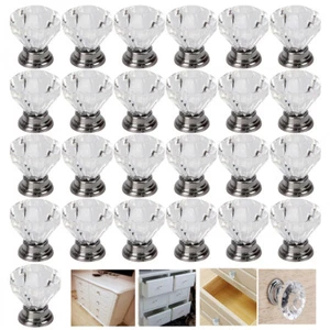 25Pc Acrylic Diamond Clear Crystal Dresser Knobs Drawer Pull Handle Cabinet Door - Picture 1 of 10