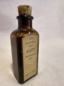 Rare Vntg. Sharp & Dohme Aloin & Struchnine Tablets Medicine Btl. Near Full - Picture 1 of 5