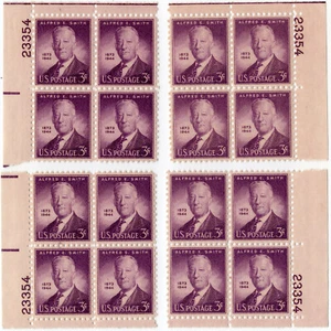 Scott #937 Alfred E. Smith Matched Set of Plate Blocks of 4 Stamps - MNH P#23354 - Picture 1 of 2