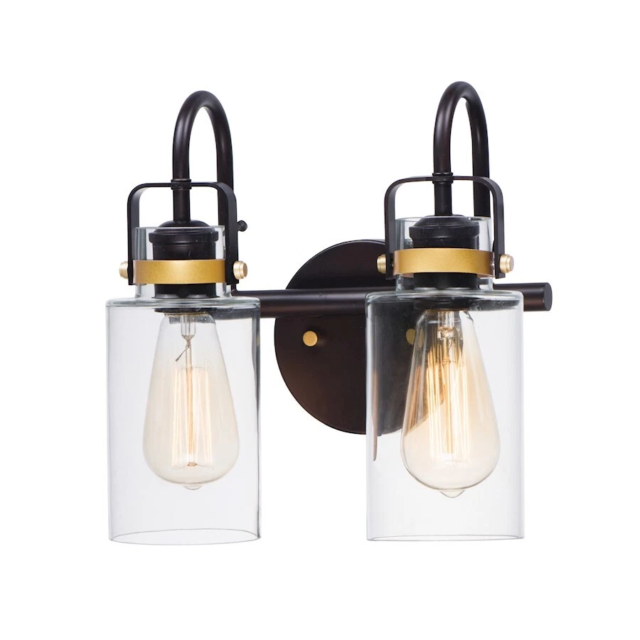 Tocador de baño Maxim Lighting Magnolia 2 luces, bronce/oro - 30171CLBZGLD Foto 1 de 1