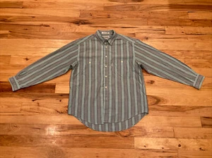 Vintage Levi's Button Up Long Sleeve Striped Blue Green Shirt Silver Label Large - Picture 1 of 12