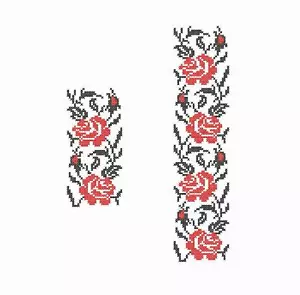 Roses Machine Embroidery designs. Border cross stitch pattern. Slavic folk - Picture 1 of 8
