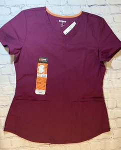 Scrubstar Premium Mock Wrap Top  Small Color- Wine Nursing Scrubs - Picture 1 of 6