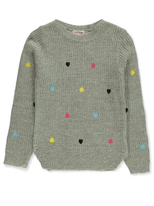 Pink Angel Girls' Rainbow Hearts Sweater Color: black Size: 4 - Picture 1 of 13