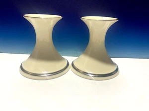 Lenox Candle Holders pair with Platinum Trim - Picture 1 of 6