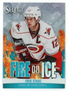 Eric Staal 2013-14 Panini Select Fire on Ice Stars Green Prizm/25 - Imagen 1 de 2