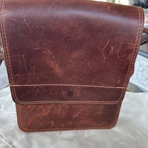 Borsa a tracolla vintage vera pelle marrone borsa tracolla patta made in Greece J.k - Foto 1 di 10