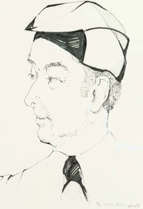 E. BEKKER (1903-1986), Graf Si-lex der Lächler, Porträt, Filzstift Moderne - Bild 1 von 7