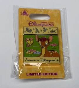 Hong Kong Disney Spilla BAMBI & Thumper/Fiore SLIDER REVERSIBILE NUOVO LE 500 - Foto 1 di 4