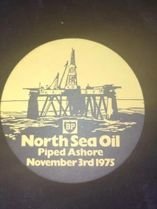 North Sea Oil vintage commemorative drinks mat beermat 1975 Piped Ashore 3rd Nov - Picture 1 of 1