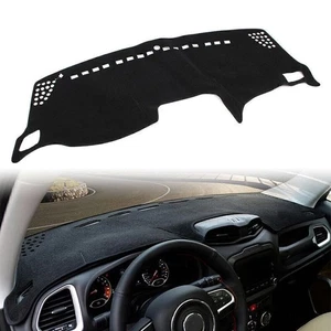 Black Dash Mat Dashboard Cover Dashmat For Jeep Renegade 2016 2017 2018 LHD - Foto 1 di 11