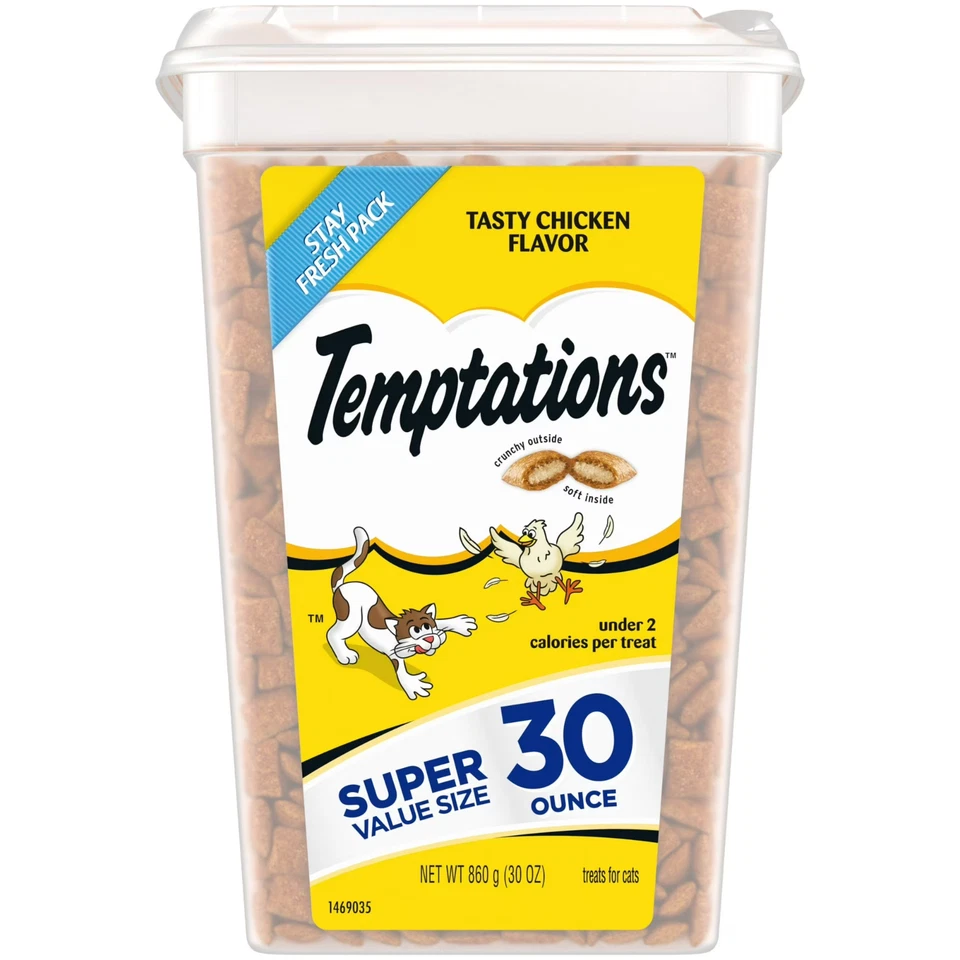Temptations Tasty Chicken Flavor Crunchy & Soft Cat Treats, 30 Oz Tub Free ship - Image 1 of 4
