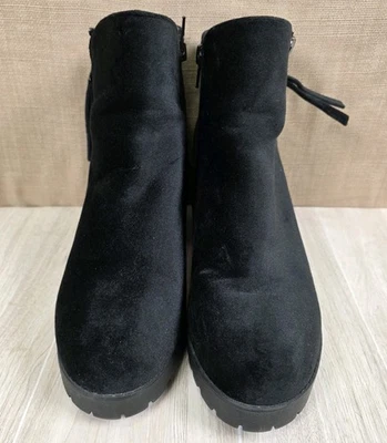 In Solia Spring Black Suede Side Zip Block Heel Ankle Boots Women's Size 8.5 - Image 1 of 4