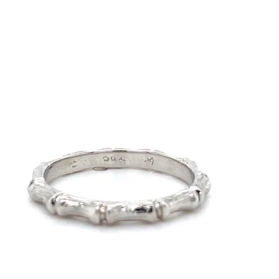 Anillo Hidalgo Oro Blanco 18K Bambú Apilable Banda Eternidad Talla 7 Foto 1 de 4