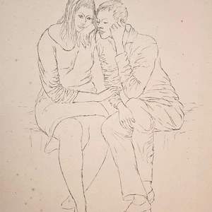 Fritz Cremer Junges Paar Ostdeutsche Kunst Berlin handsigniert Lithografie 1965 - Bild 1 von 3