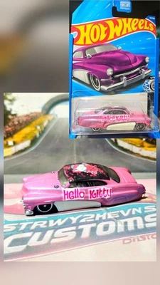 Hot Wheels Merc ***Custom Hello Kitty w/ Spectraflame And Real Rider** - Image 1 of 3