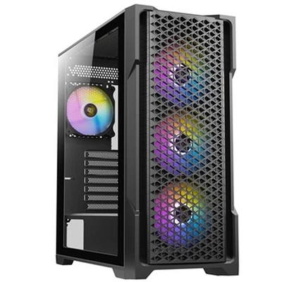 Antec AX90 ATX Mid Tower Tempered Glass Gaming Case ATX - Black - 4 ARGB Fans - Image 1 of 4