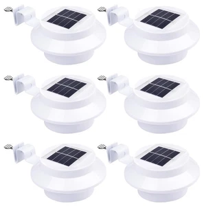 LED Solar Gutter Light Waterproof Outdoor Garden Fence Wall Lights White 6Pcs - Picture 1 of 9