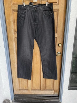 Jeans De Colección Brooklyn Express Desgastados 40x34 Negros Denim Rectos 5 Bolsillos Y2K Foto 1 de 4