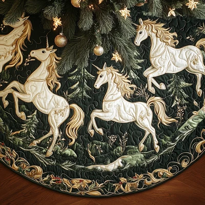 Golden Starlight Christmas Quilted Tree Skirt - Image 1 of 4