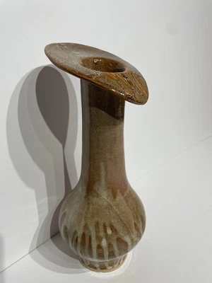 Vintage Large Studio Pottery Abstract Tall Drip Glaze Statement Vase - Image 1 of 4