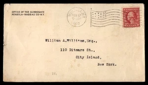 Mayfairstamps US 1920 Office of the Surrogate Mineola Flag Cancel Cover aat_4268 - Picture 1 of 2