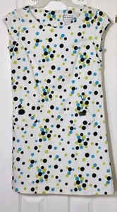 Abito tubino Karin Stevens vintage multicolore a pois manica corta taglia 12 - Foto 1 di 7