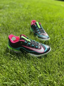 nike alpha huarache elite 4 low MCS “Black Teal Pink FQ7724-001 size 12 - Picture 1 of 9
