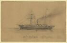 U.S. Gun Boat Montecello,American Civil War,Alfred Rudolph Waud,Steamship