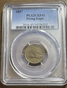 1857 PCGS XF 45 Flying Eagle 1 Cent , Beautiful Coin in GREAT Condition - Picture 1 of 4