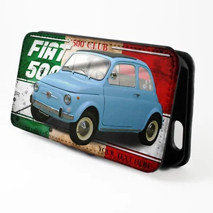 Personalised Fiat 500 iPhone Case Classic Car Flip Phone Cover Mens Gift CL06 - Picture 1 of 8