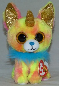Nuovo! Ty Beanie Boos YIPS Chihuahua multicolore con corno oro 6" - Foto 1 di 1