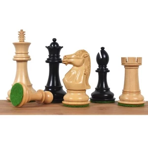 3.9" Royal Knight Staunton Chess Pieces Only set- Triple Weighted Ebony Wood - Picture 1 of 13