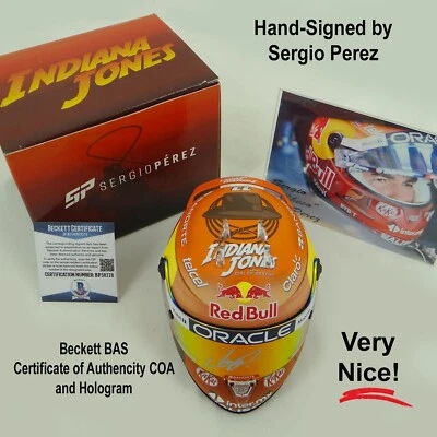 Sergio Perez Signed Red Bull 2023 Canadian F1 GP 1/2 Scale Helmet in Box BAS COA - Image 1 of 4