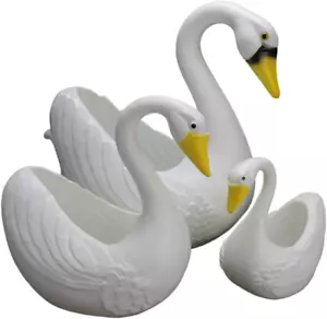 Juego de 3 piezas de maceta de cisne blanco: decoraciones clásicas de patio - ¡hecho en los EE. UU.! - Imagen 1 de 2
