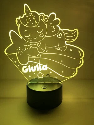 UNICORNO FANTASY Lampada notturna LED 3d USB Multicolore Telecomando - Immagine 1 di 4
