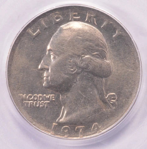 PCGS 25c 1974 Washington Quarter on Dime Stock AU55 Cover