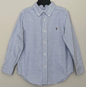 Polo Ralph Lauren Boys Kids L/S Button Shirt Size 5 White Blue Check Toddler Sz - Picture 1 of 5