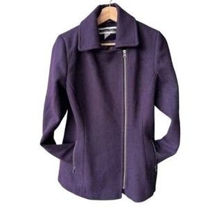 Kristen Blake Jacket Peacoat Purple Wool Zip Preppy Business Academia Sz Medium - Picture 1 of 7