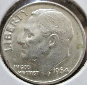 1964-D ROOSEVELT 90% SILVER, MS(FT), RPMM:REPUNCHED MINT MARK VARIETY CIRCULATED - Picture 1 of 3