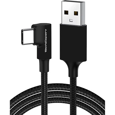 Cavo USB C Gomito 90 Gradi Ricarica Rapido Cavo Caricatore 3A Nylon - Immagine 1 di 2