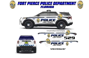 1/24 Scale Fort Pierce FL PD 2022 Motormax Ford Explorer Waterslide Decals - Picture 1 of 1