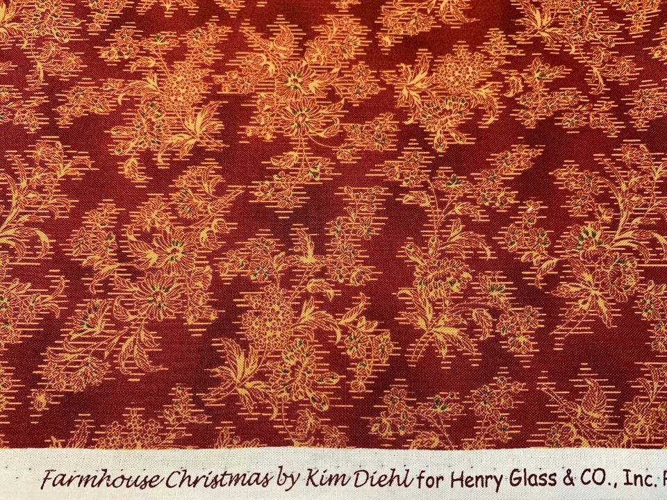 Henry Glass CASA DE CAMPO NAVIDAD Kim Diehl Rojo Floral 1800 Guerra Civil Repro FQ Foto 1 de 1