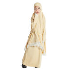 Ramadan Muslim Kids Girls Hijab Khimar Skirt Sets Islamic Prayer Robe Abaya Gown